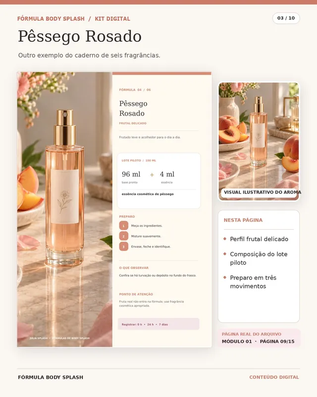 Módulo 01, fórmula Pêssego Rosado: perfil frutal com preparo em três movimentos