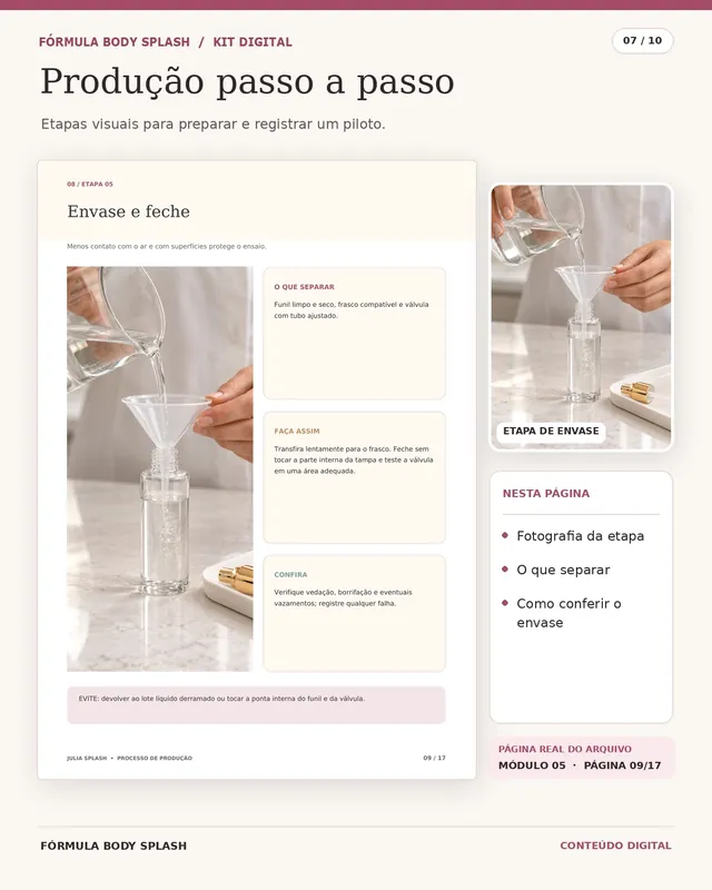 Módulo 05, produção passo a passo: etapa de envase, o que separar e como conferir