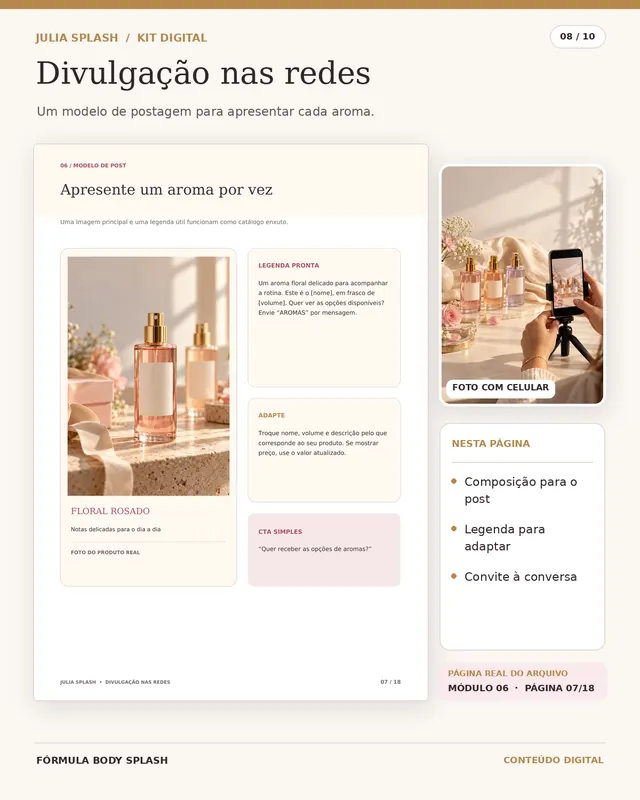Módulo 06, divulgação nas redes: modelo de post para apresentar um aroma